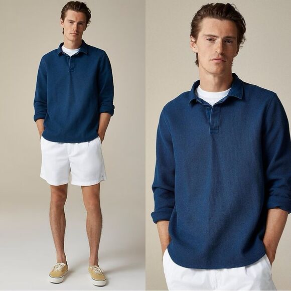 J. Crew Other - NWT J CREW Waffle-knit rugby shirt in Dusky Blue
